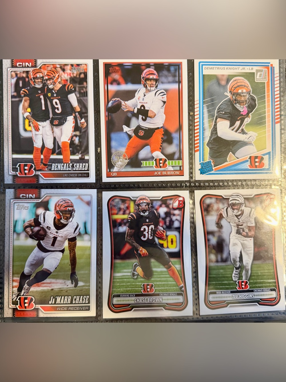 Cincinnati Bengals Football Card Lot - Burrow, Brown, Chase, Higgins, Knight